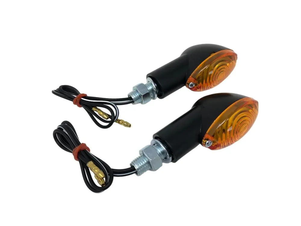 Turn Signal Set (2) Medium Cateye - Black - Highway Hawk H68-5062