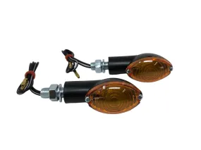 Turn Signal Set (2) Medium Cateye - Black - Highway Hawk H68-5062