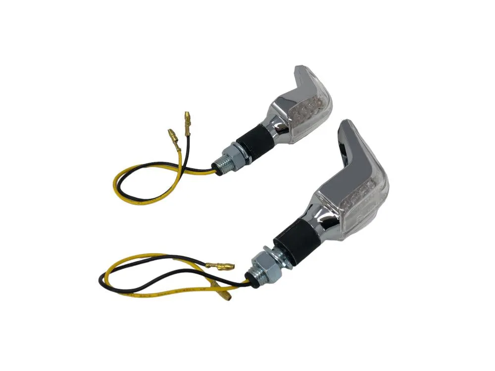 Turn Signal Set (2) Speed, LED Short Stem - Chrome - Highway Hawk H68-595
