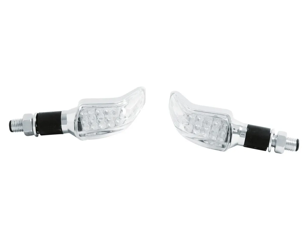 Turn Signal Set (2) Speed, LED Short Stem - Chrome - Highway Hawk H68-595