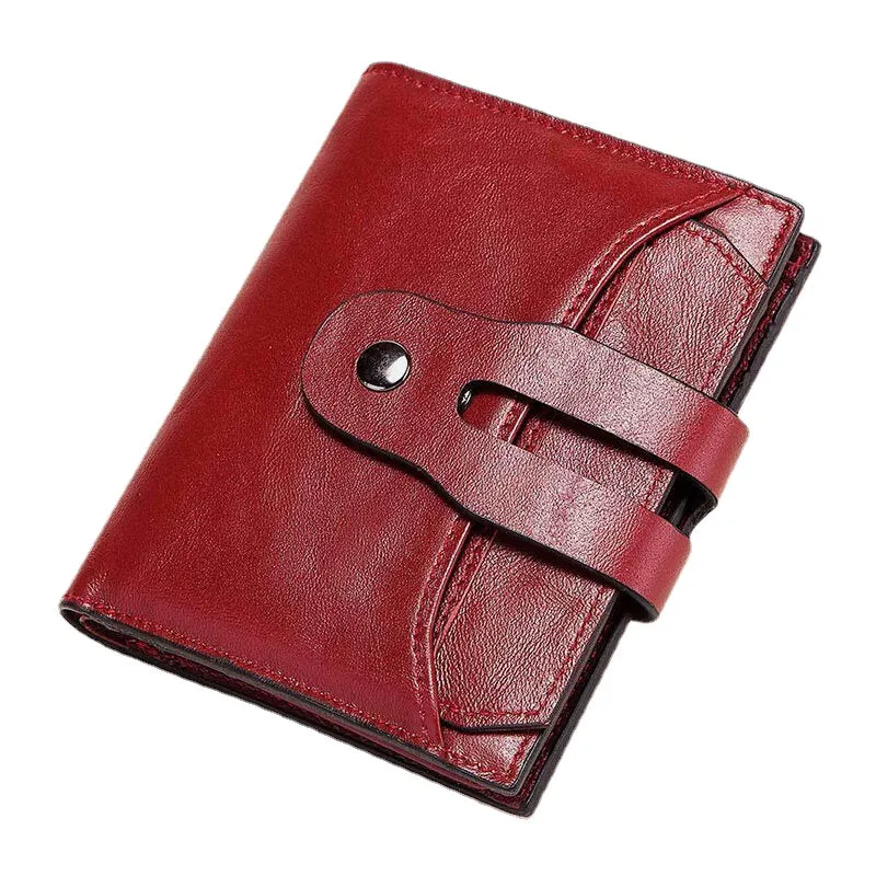 Unisex Genuine Leather RFID Anti-theft Retro Personality Card Holder Wallet