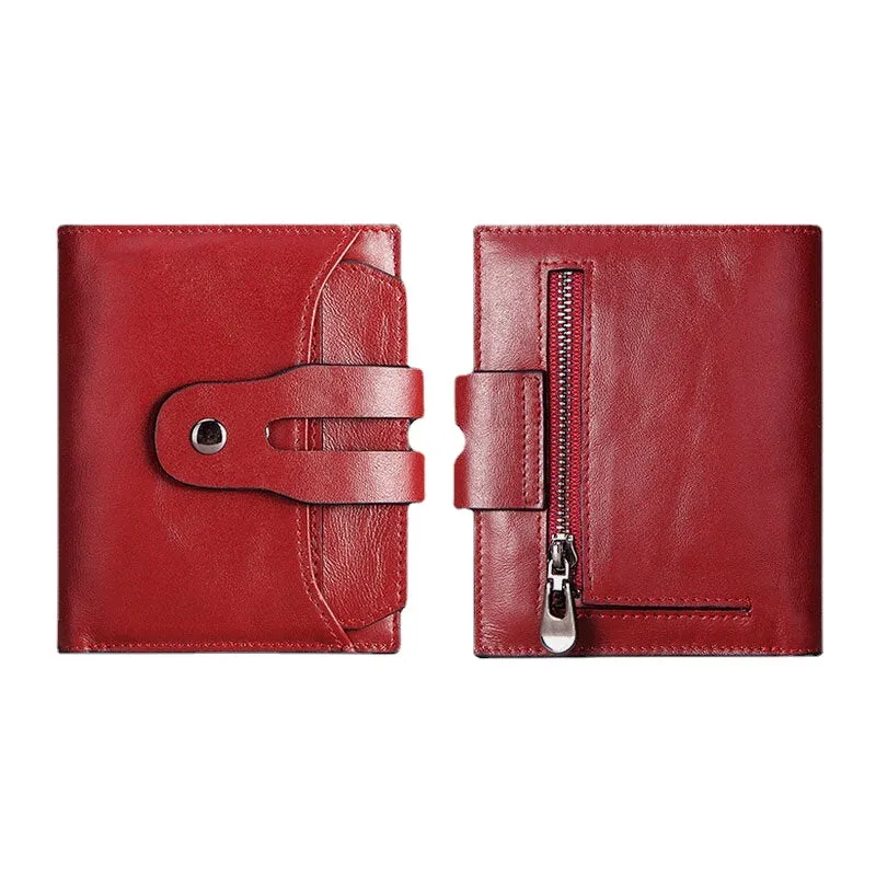 Unisex Genuine Leather RFID Anti-theft Retro Personality Card Holder Wallet