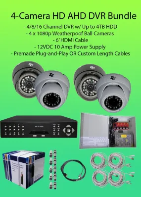Watchman™ 4-Camera 1080p Indoor/Outdoor Hybrid (AHD/TVI/CVBS) DVR Kit